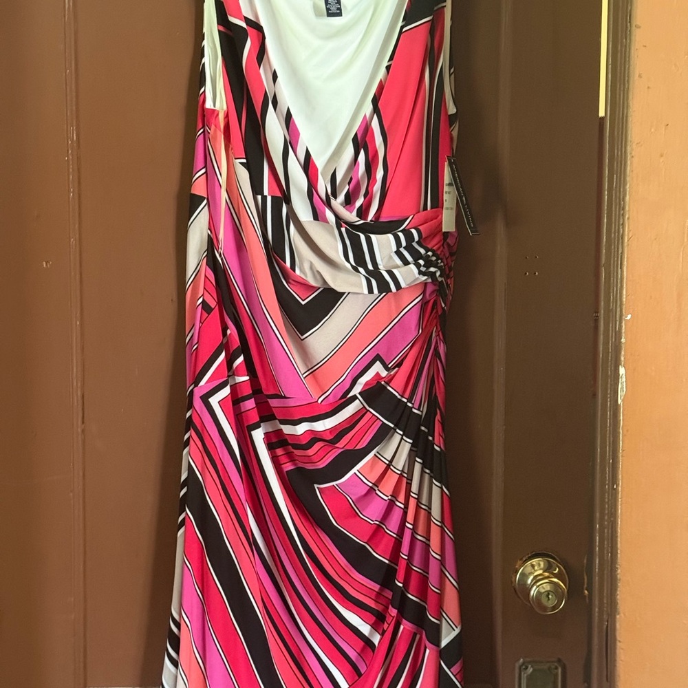 American Living Pink Asymmetrical Sundress Cowl Neck